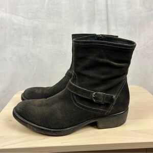 2 BAIAVISTA Genuine Suede Ankle Boots Grey Size 7.5/38 Moto Side Zip Fall Winter
